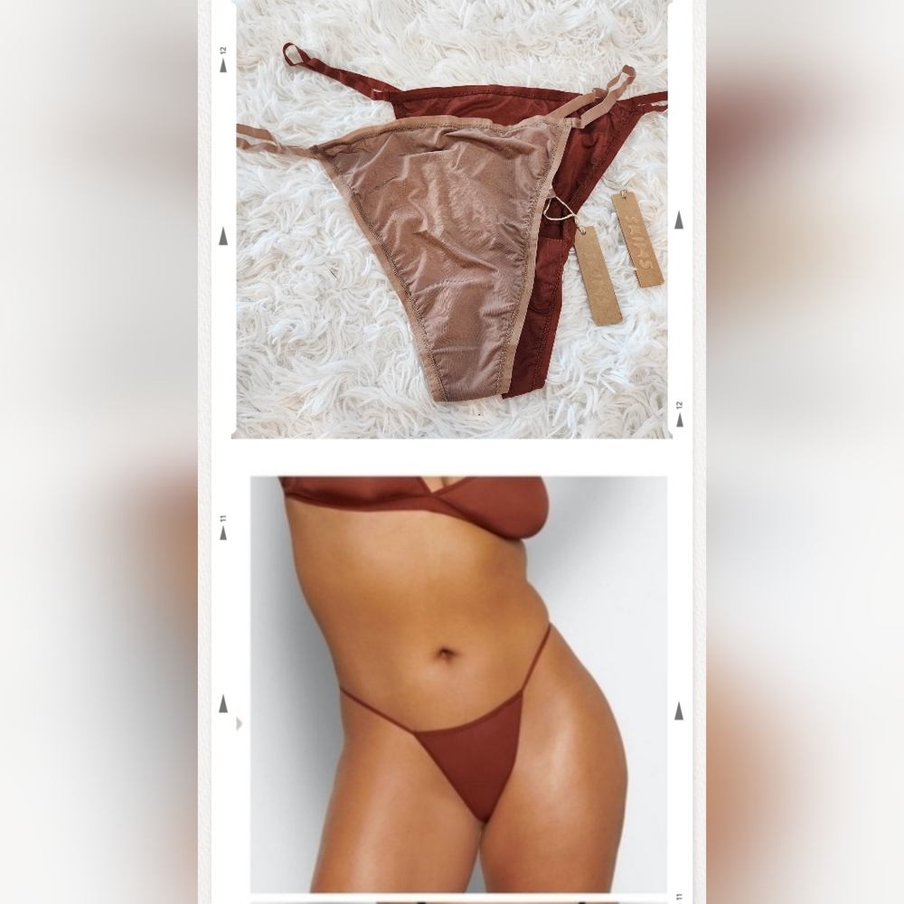 2pcs Skims JELLY SHEER T-STRING Thong/ SAFFRON  & SIENNA 4X NWT